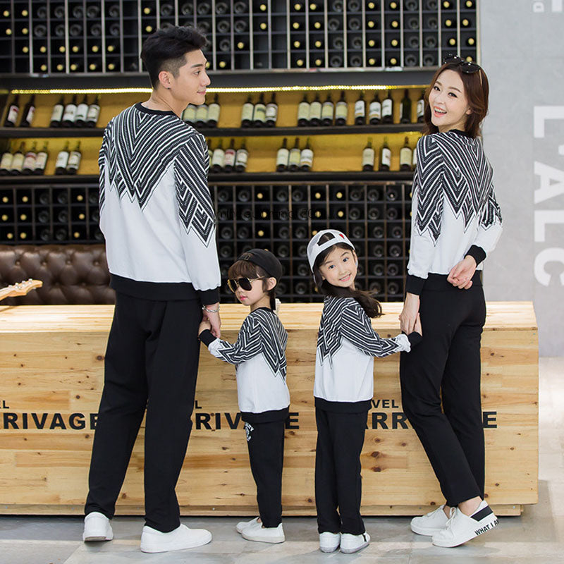 Geometric Striped Matching Outfits