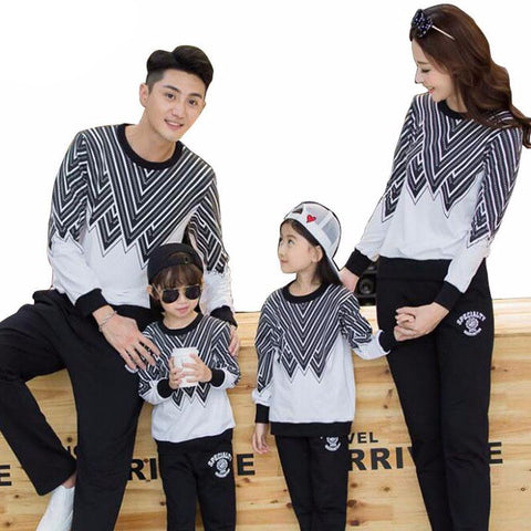 Geometric Striped Matching Outfits